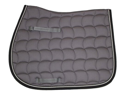 Tapis selle gris / galons gris et blanc, bord noir Mixte - Just1sport