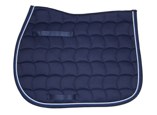 Tapis selle marine / galons blanc et blue roi Mixte - Just1sport