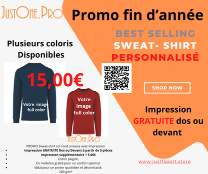 PROMO Sweat-shirt col rond unisexe avec Impression