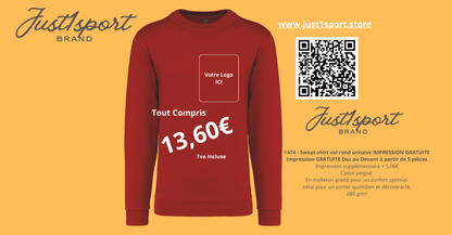 K474 - Sweat-shirt col rond unisexe IMPRESSION GRATUITE