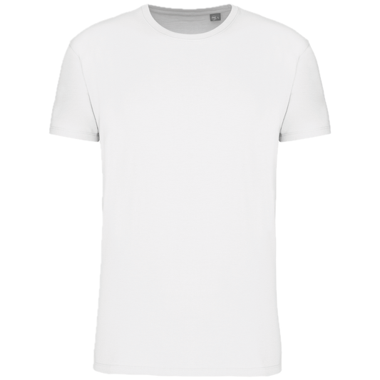 White adult t-shirt with four-color print on the front and back