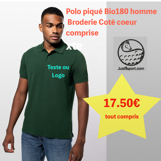 Bio180 pique polo shirt for men Embroidery Heart side included